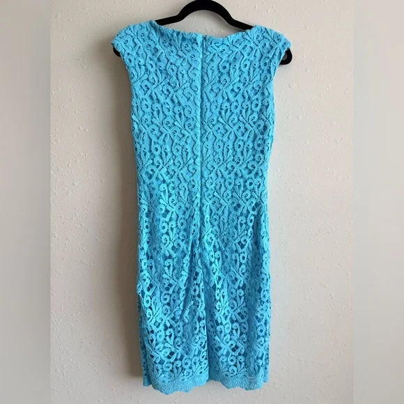Lauren Ralph Lauren Aqua Lace Sheath Dress Size 2 Wedding Guest Cocktail Dress - Picture 3 of 13